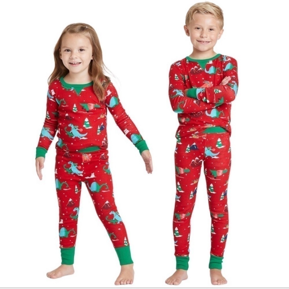 Target Wondershop Holiday Dino Print Pajama Set Toddler Size 3T